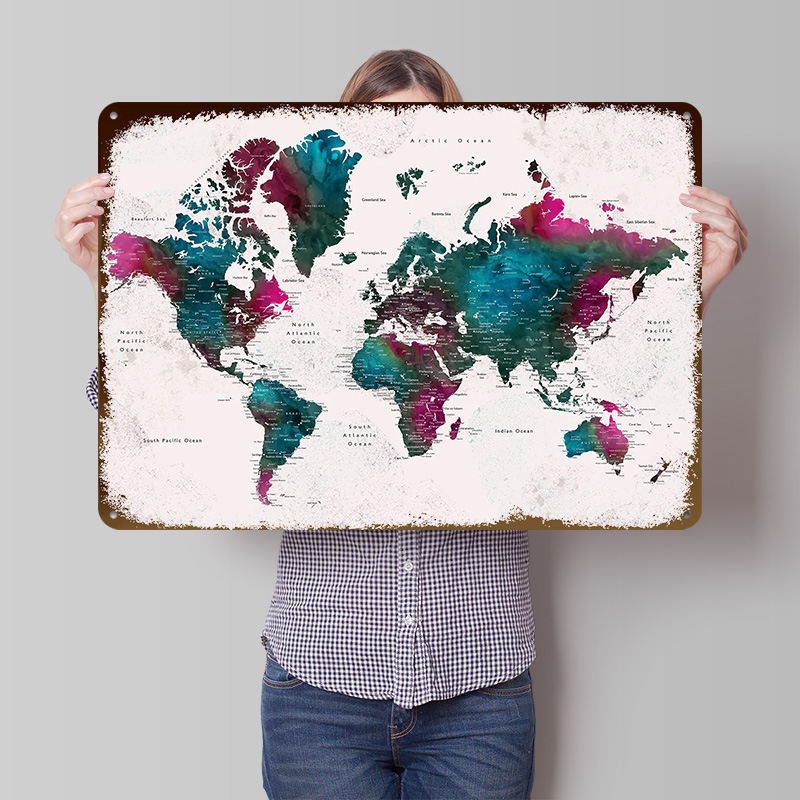 Custom Map Poster - Detailed World Map Iskha Lightly 3D
