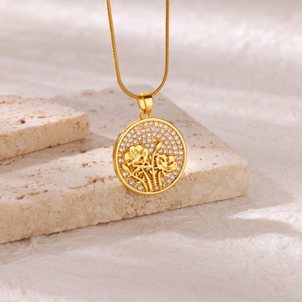 Zircon Flower Necklaces For Wo - Birth Flower Necklace ulasan dan harga