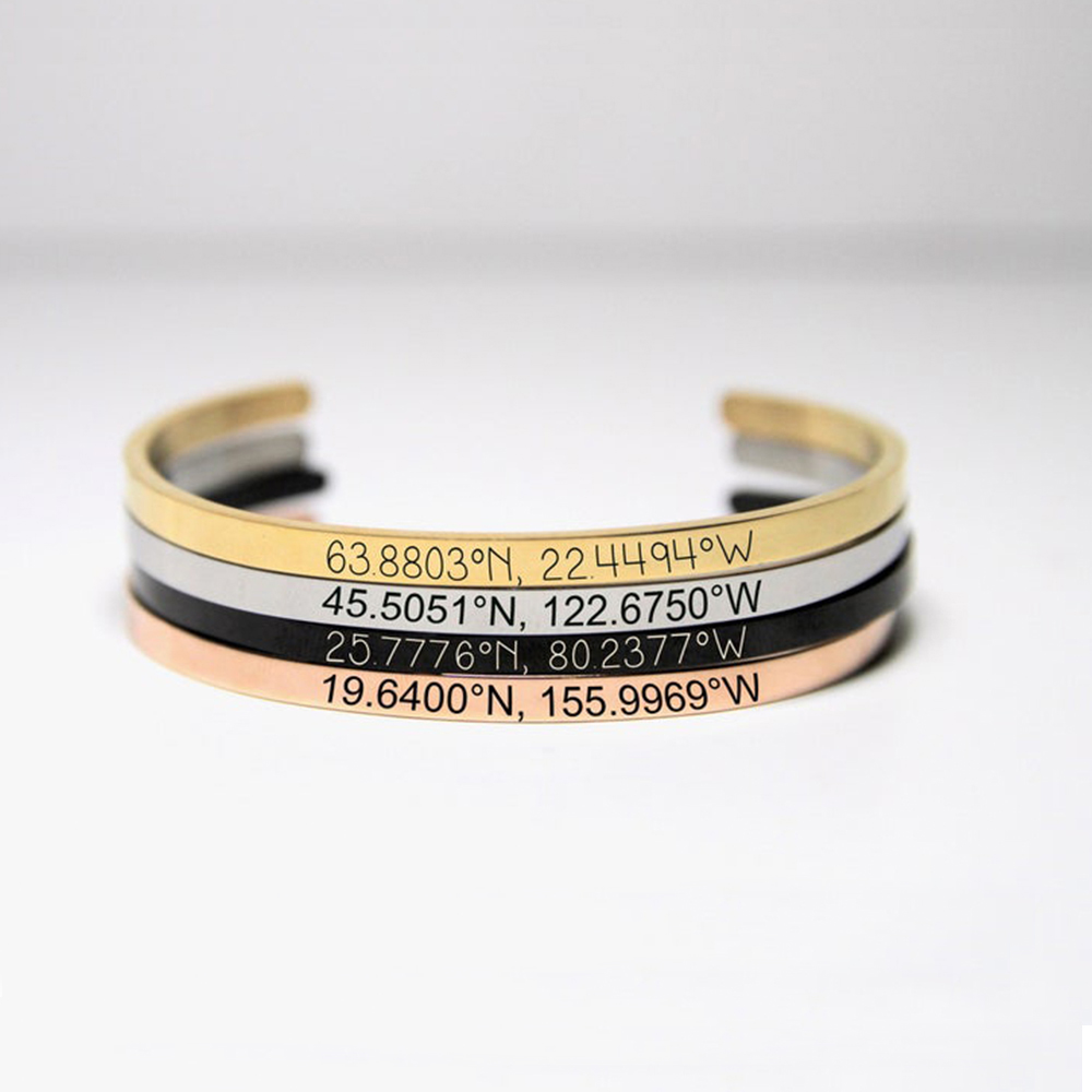 Customized Personalized 4mm Wi - Coordinates Bracelet ulasan dan harga
