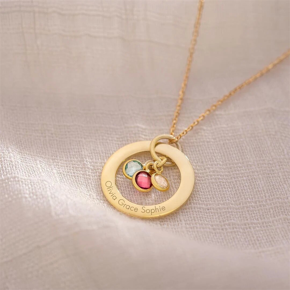 Custom Birthstone Eternal Ring - Birth Flower Necklace ulasan dan harga