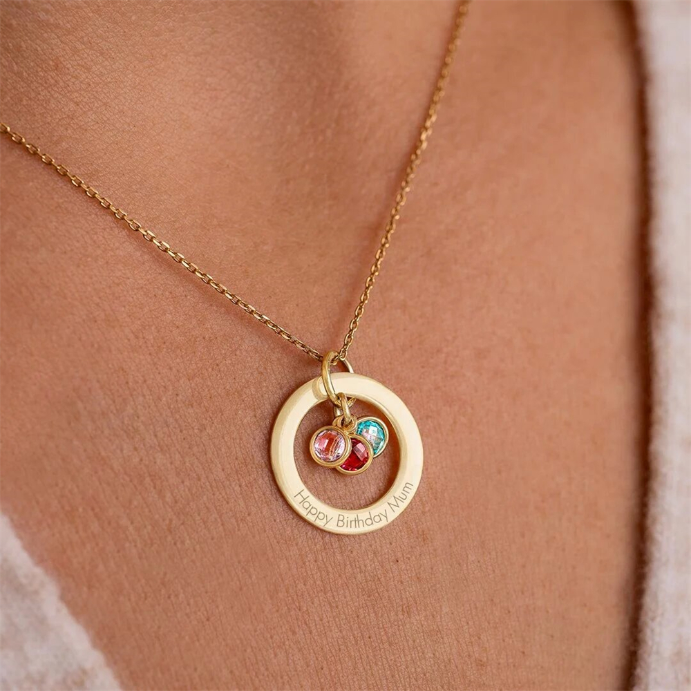 Custom Birthstone Eternal Ring - Birth Flower Necklace ulasan dan harga