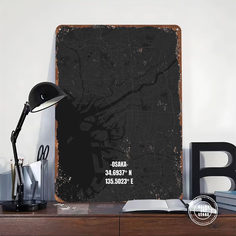Osaka City Map Tinplate Poster - Custom Map Poster ulasan dan harga