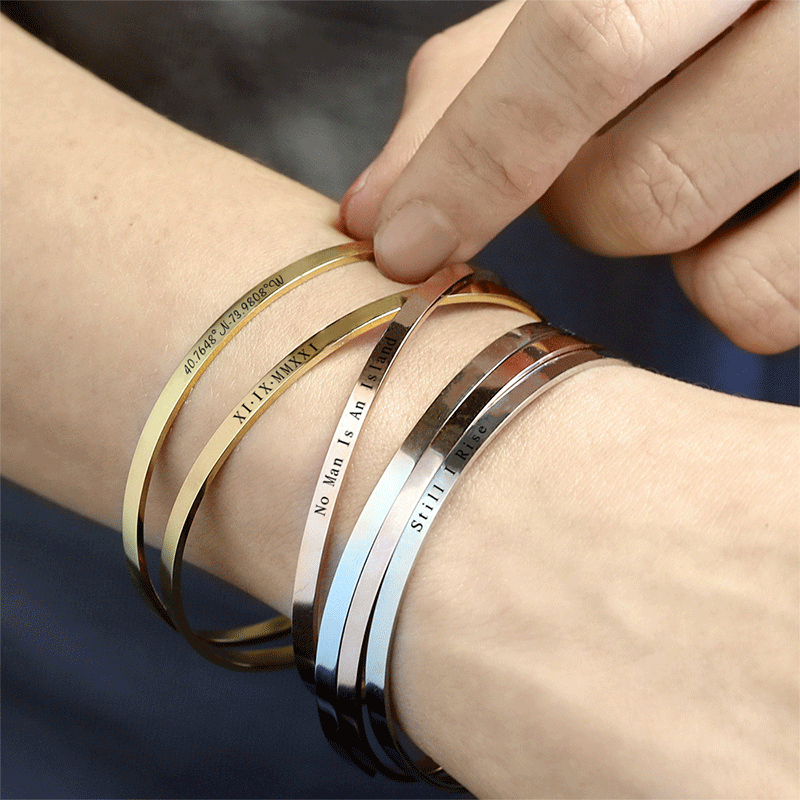 Custom Phrase Cuff Bracelets f - Coordinates Bracelet ulasan dan harga