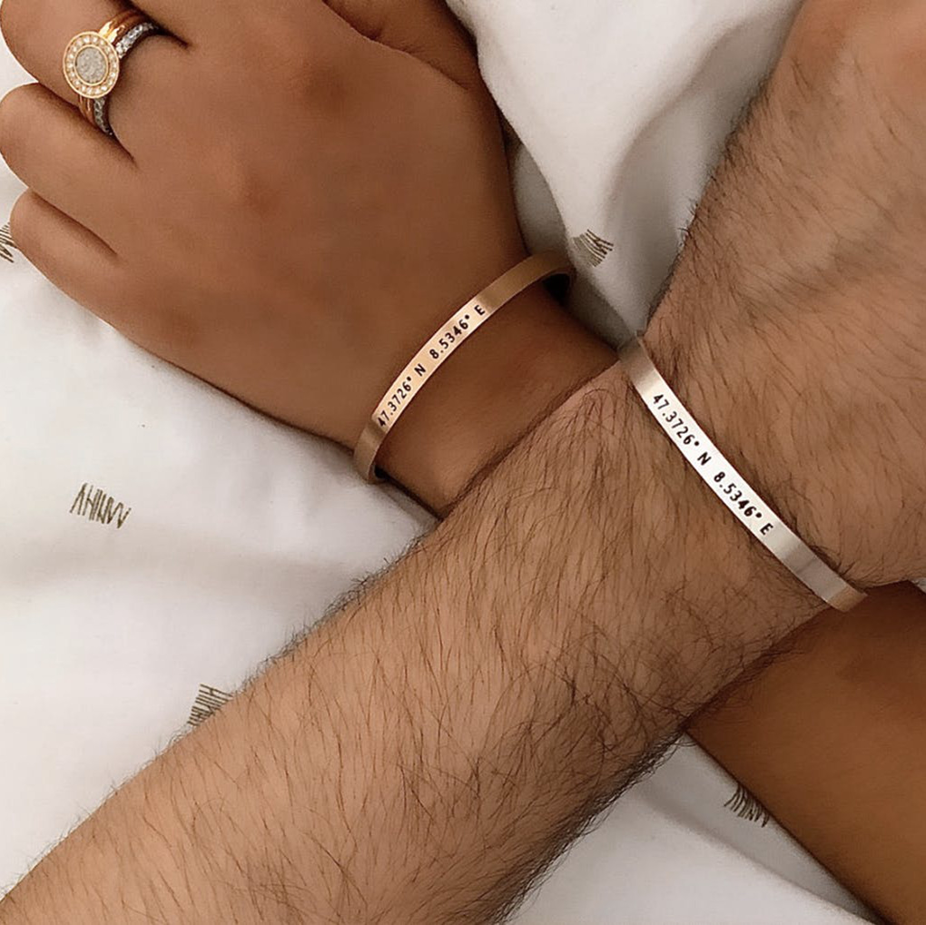 Custom Phrase Cuff Bracelets f - Coordinates Bracelet ulasan dan harga
