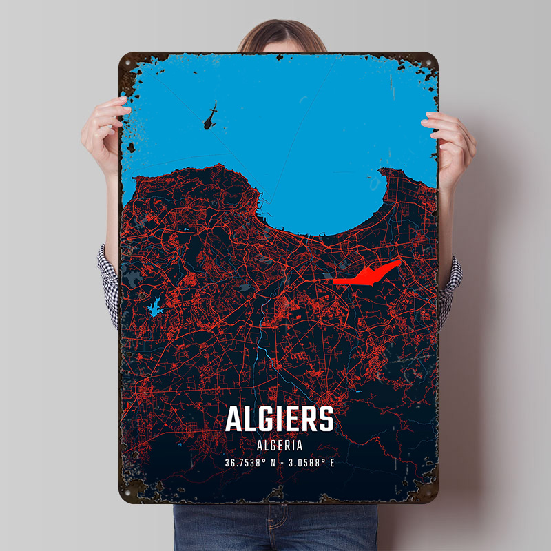Algiers City Map Metal Poster  - Custom Map Poster ulasan dan harga