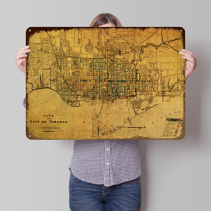 Vintage Street Map of Toronto  - Custom Map Poster ulasan dan harga