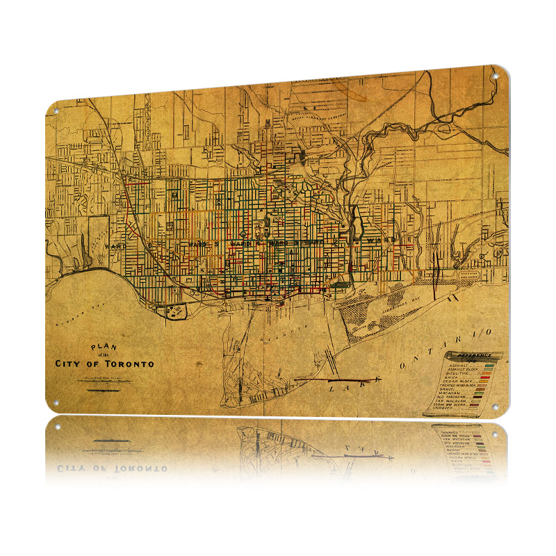Vintage Street Map of Toronto  - Custom Map Poster ulasan dan harga
