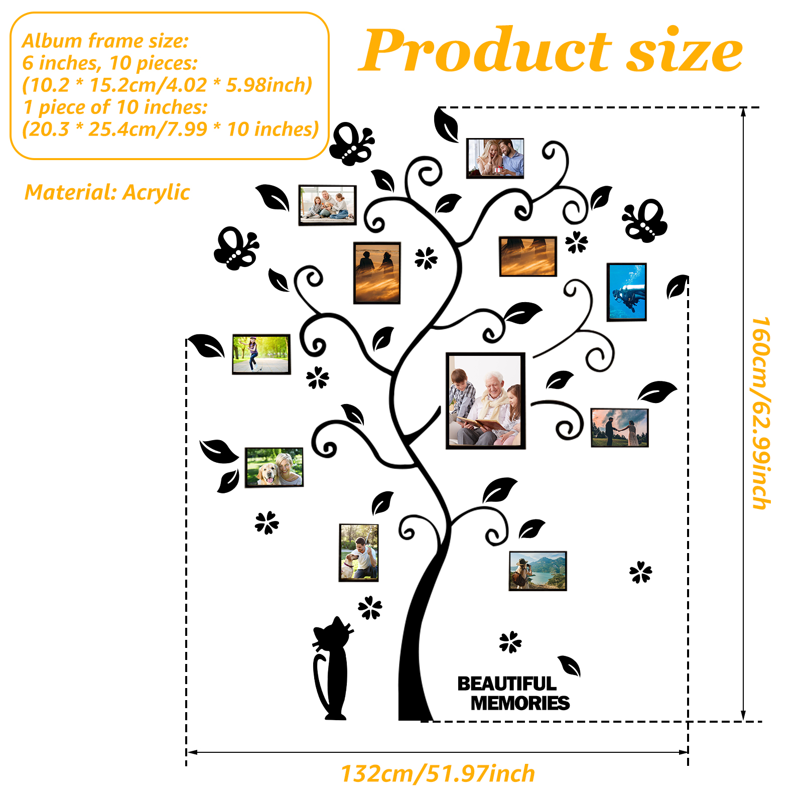 1Pc Picture Frames Tree Acryli - Family Tree Print ulasan dan harga