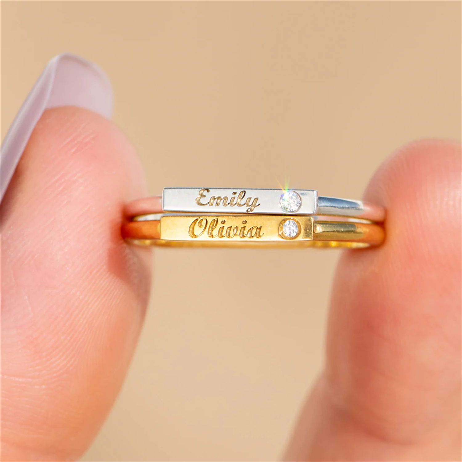 PERSONALIZED ENGRAVED MINIMALI - Initial Ring Custom ulasan dan harga