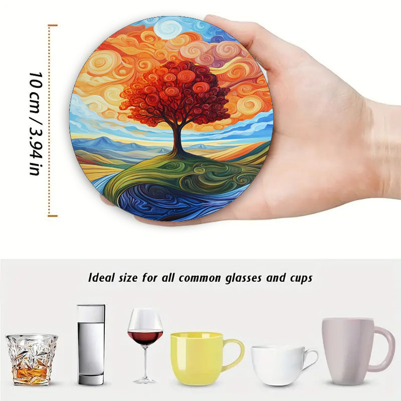 4 tree print coasters, suitabl - Family Tree Print ulasan dan harga