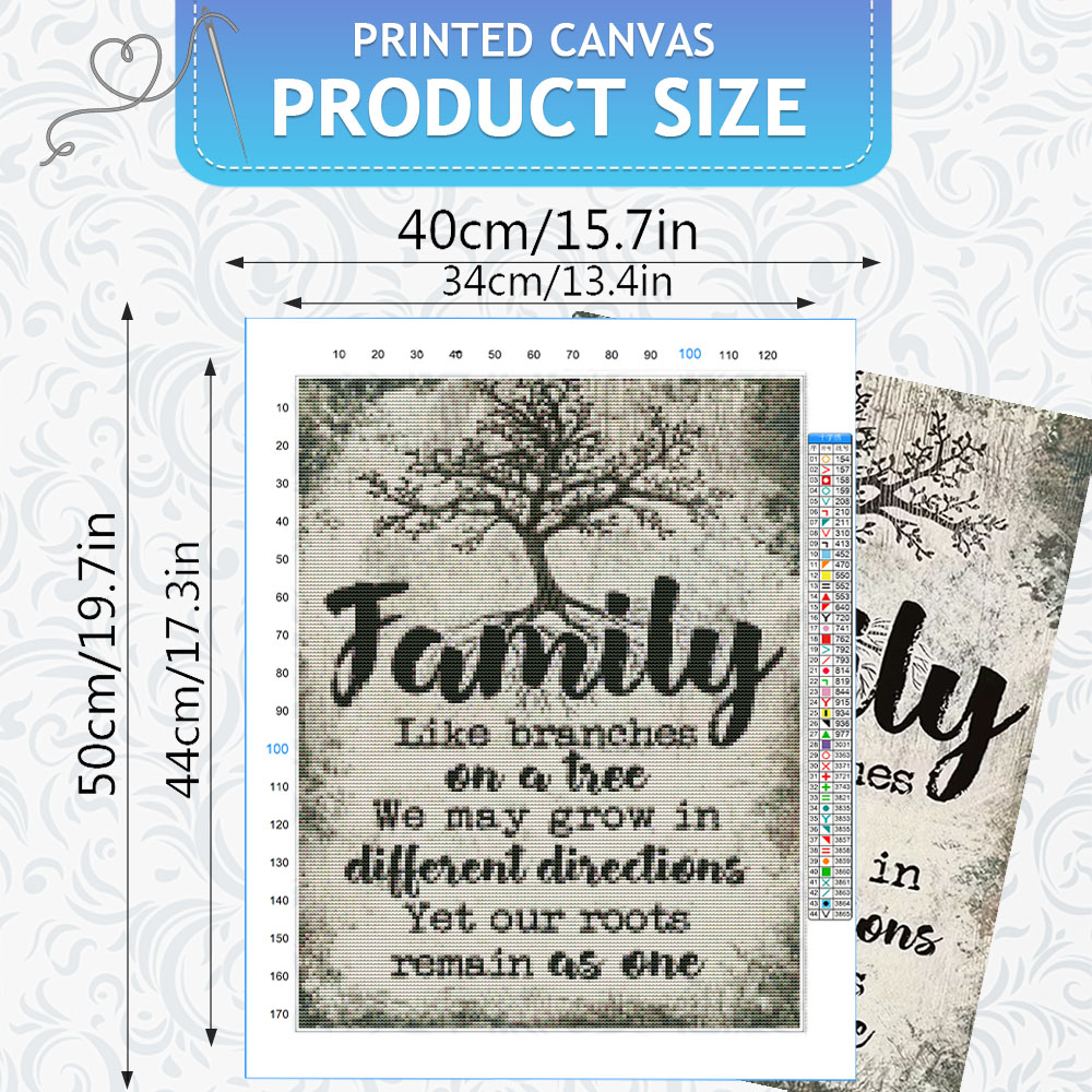 HUACAN  11CT Cross Stitch Comp - Family Tree Print ulasan dan harga