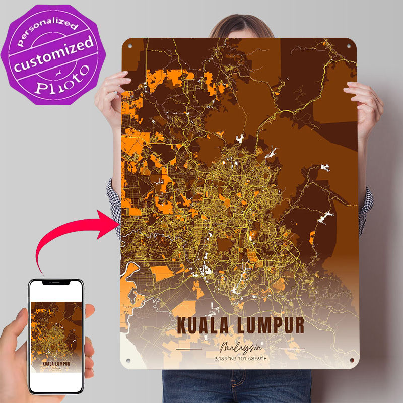 Kuala Lumpur Map Art Printed P - Custom Map Poster ulasan dan harga