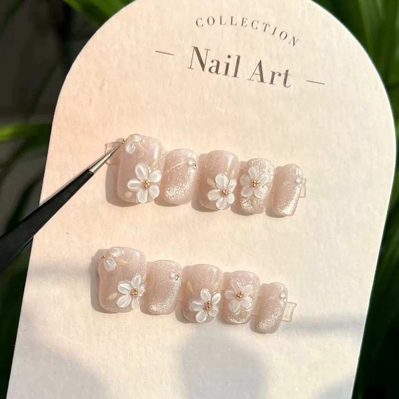 Handmade Press on Nails Summer - Pressed Flower Art ulasan dan harga
