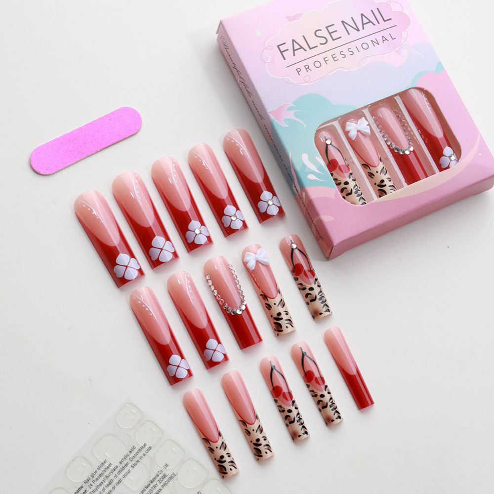 24pcs Wearable Press on Nails  - Pressed Flower Art ulasan dan harga