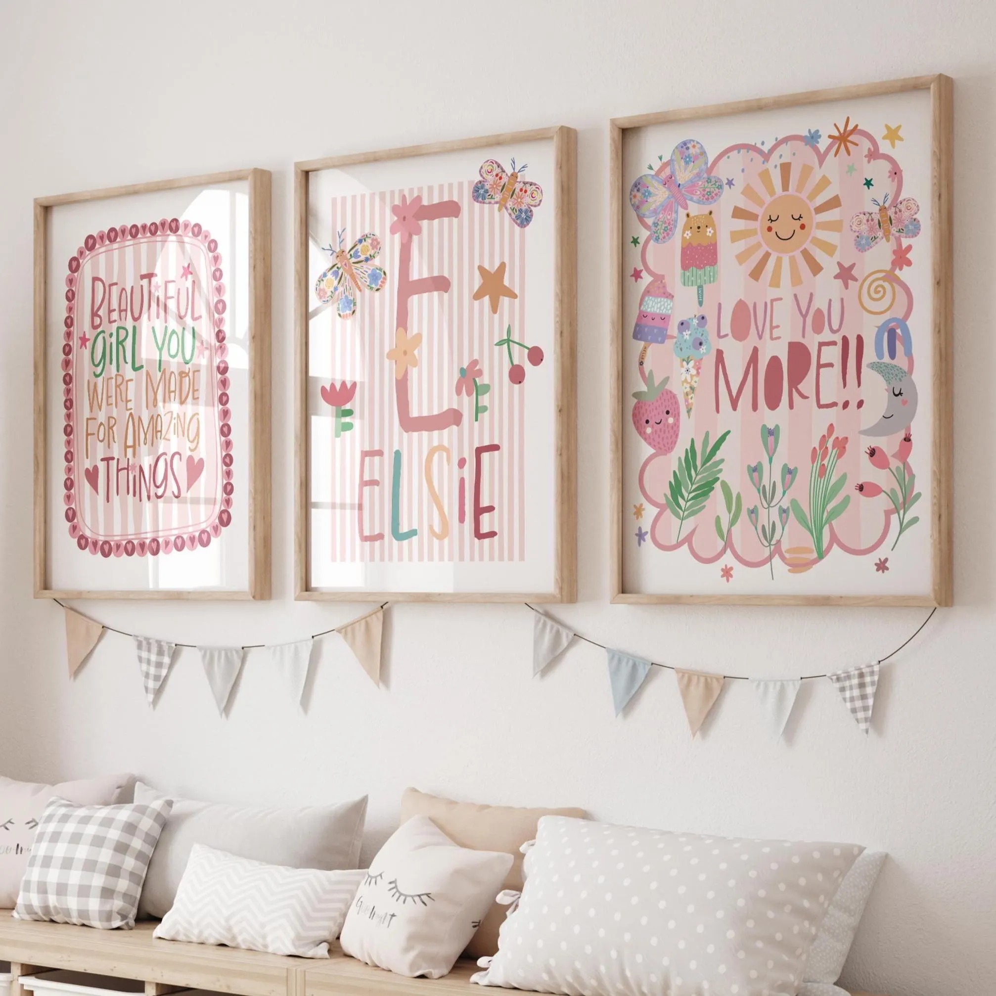 3pcs/set Bohemian Pink Flower  - Personalized Name Box ulasan dan harga