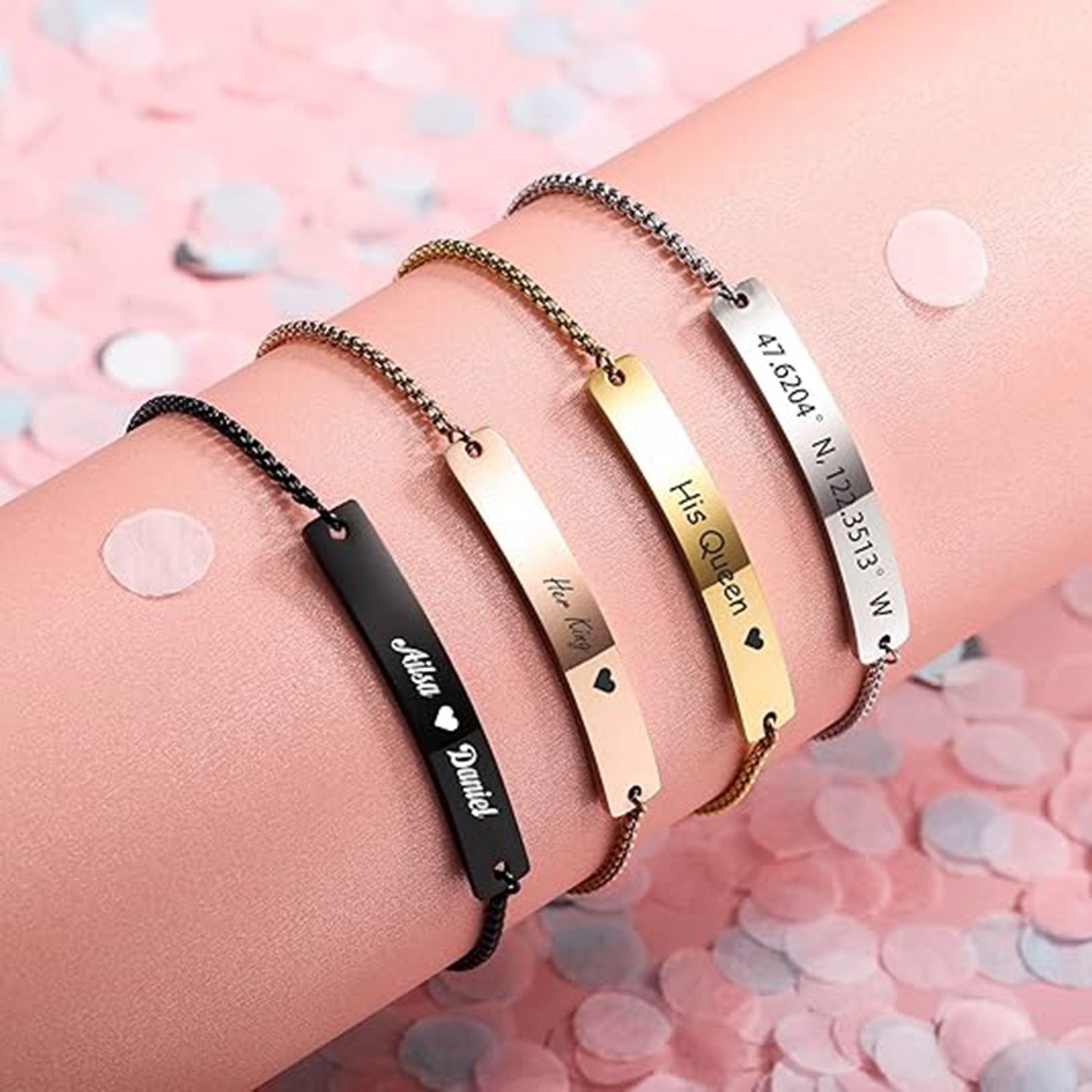 Personalized Engraved Bar Brac - Coordinates Bracelet ulasan dan harga