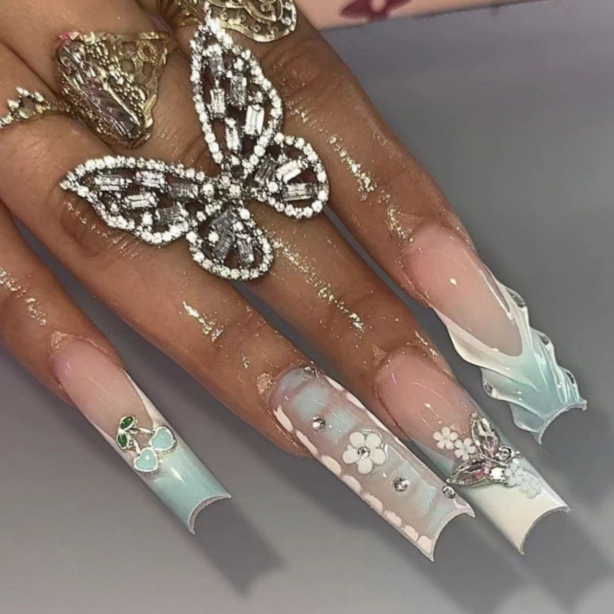 24pcs Flower Press on Nails Ar - Pressed Flower Art ulasan dan harga